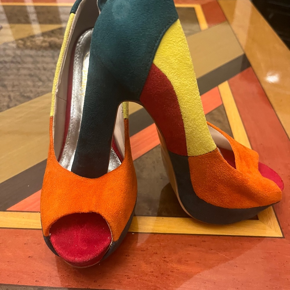 Colorful Peep-Toe Heels